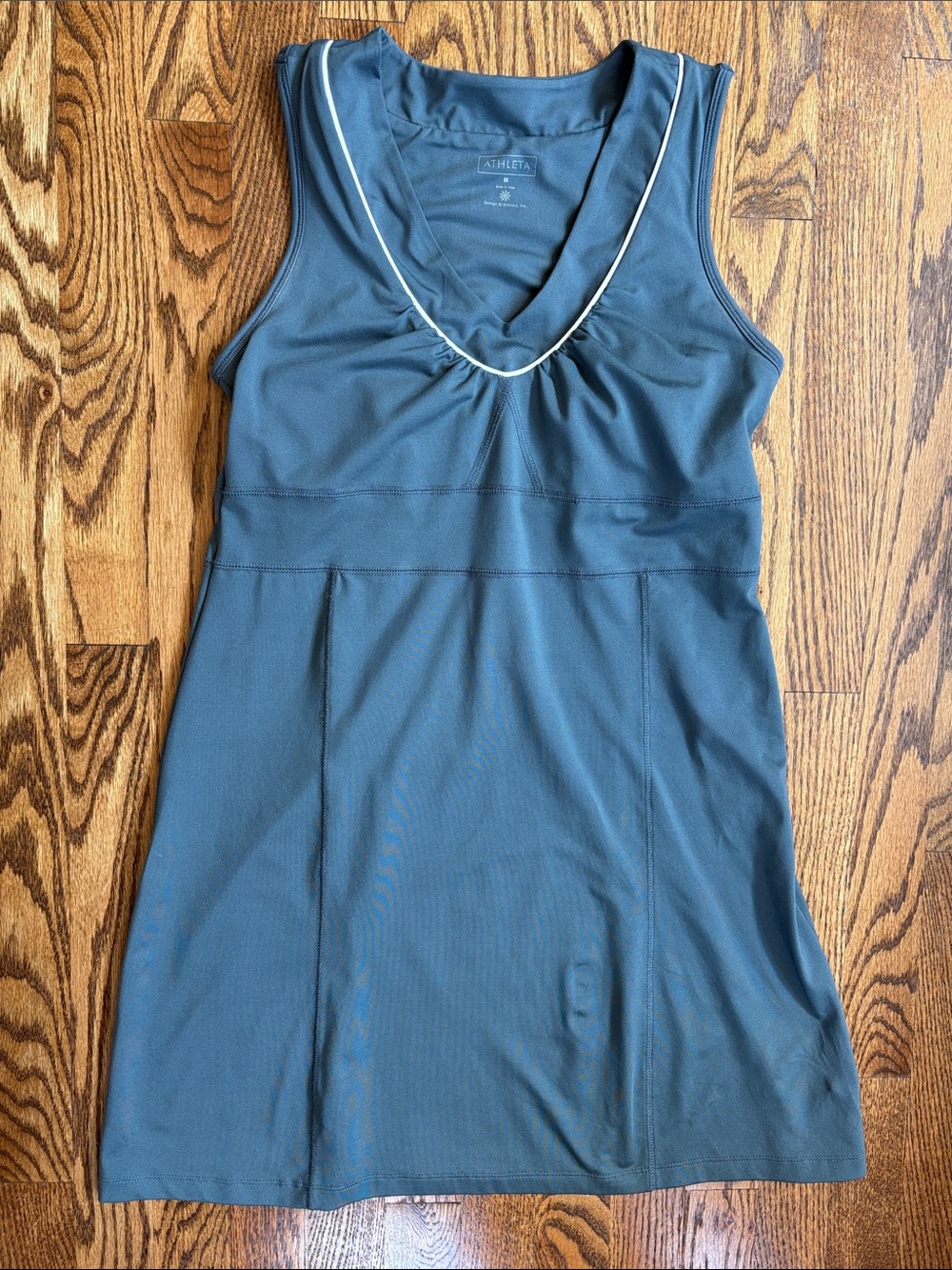 Athleta blue with white piping performance athletic dress, size M. Like new